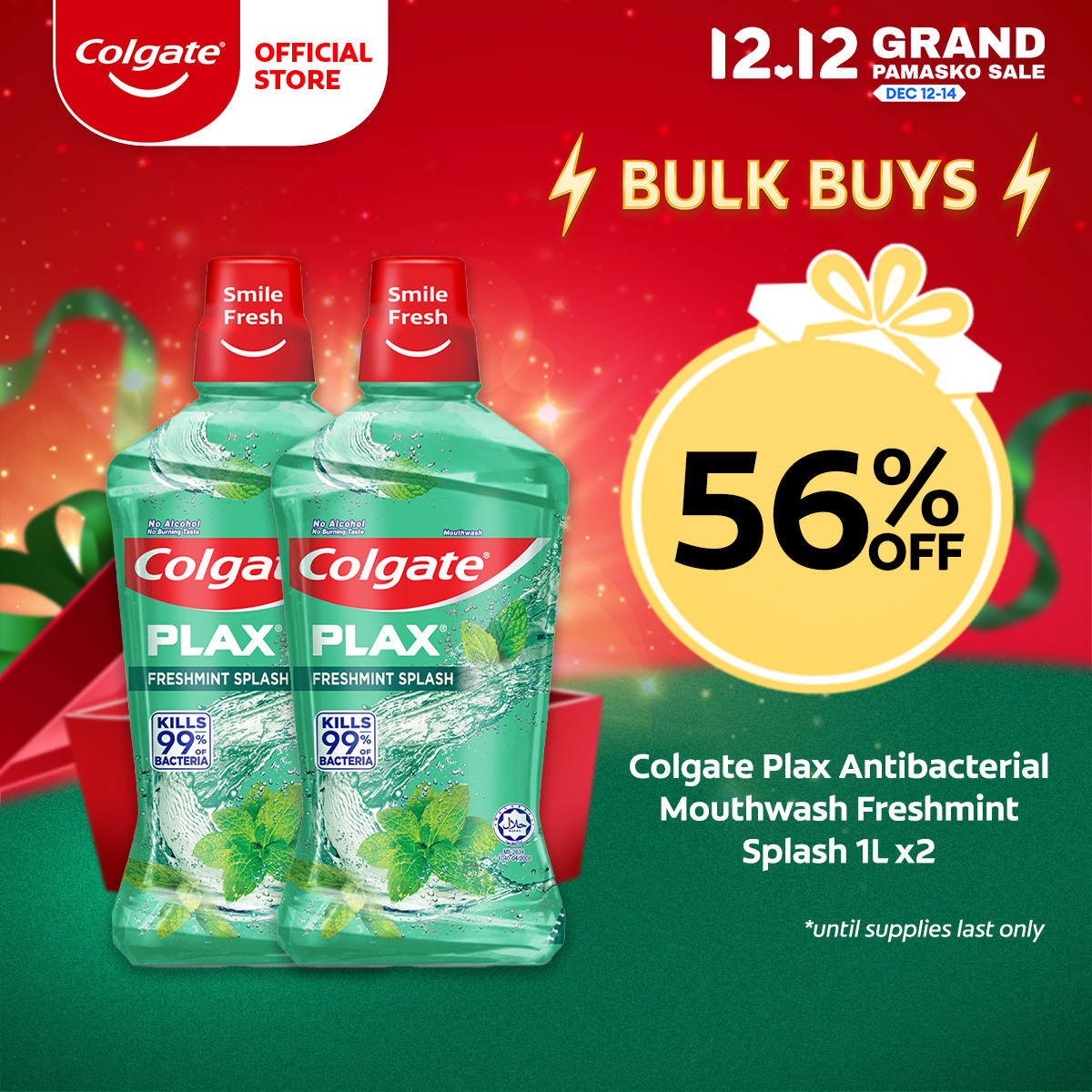 Lazada Philippines - Colgate Plax Antibacterial Mouthwash Freshmint Splash 1L, Pack of 2