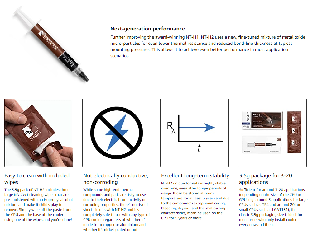 Noctua NT-H1 3.5g, Pro-Grade Thermal Compound Paste (3.5g)