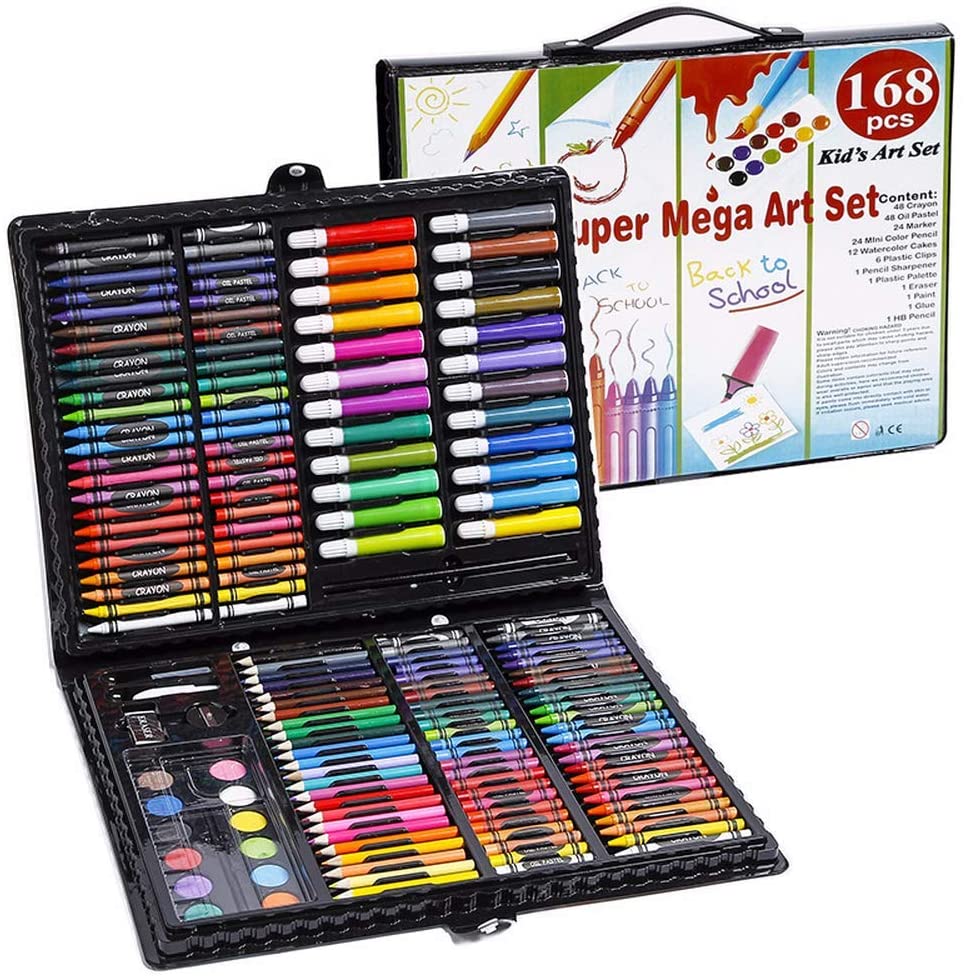 94 Pieces Wooden Art Set Crafts Drawing Painting Kit Creative Gift for Kids Portable Art Case Art Kit Includes Oil Pastels Teens Girls Boys Adults Dark Brown Watercolor Pens Art Supplies 