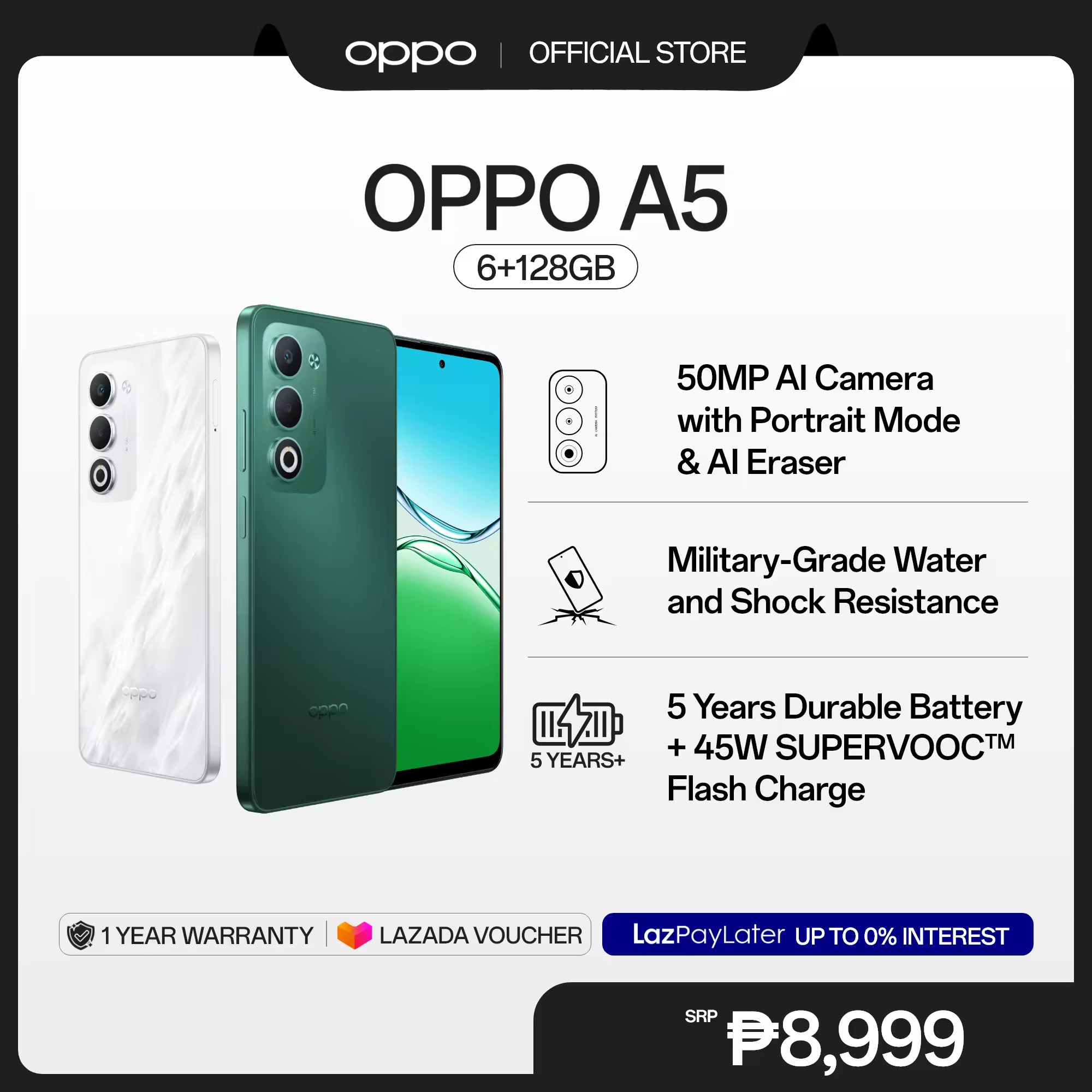 [NOW AVAILABLE] OPPO A5 / 50MP AI Camera / Military-Grade Water and Shock Resistance