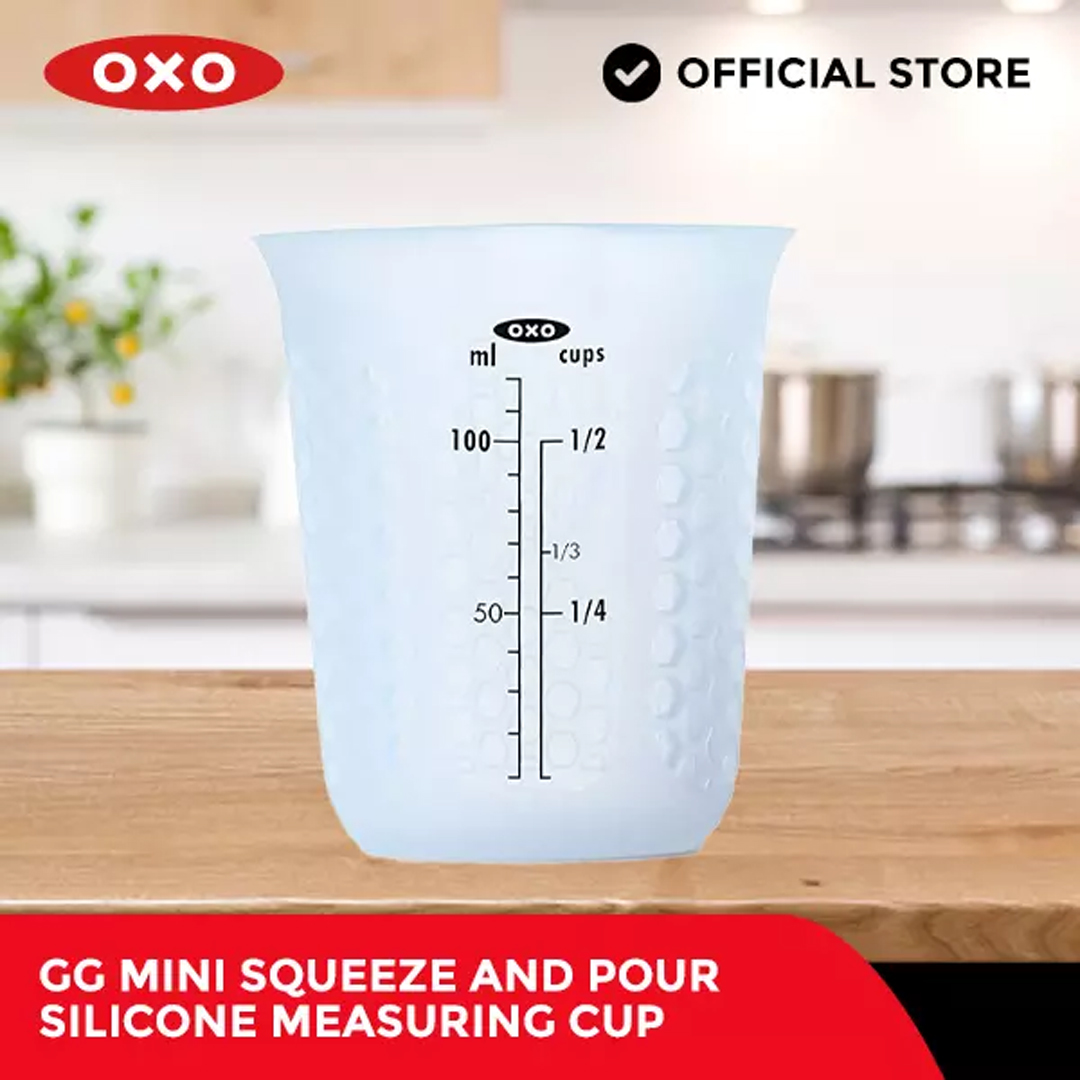  OXO Good Grips 3 Piece Squeeze & Pour Silicone Measuring Cup  Set, Blue: Home & Kitchen