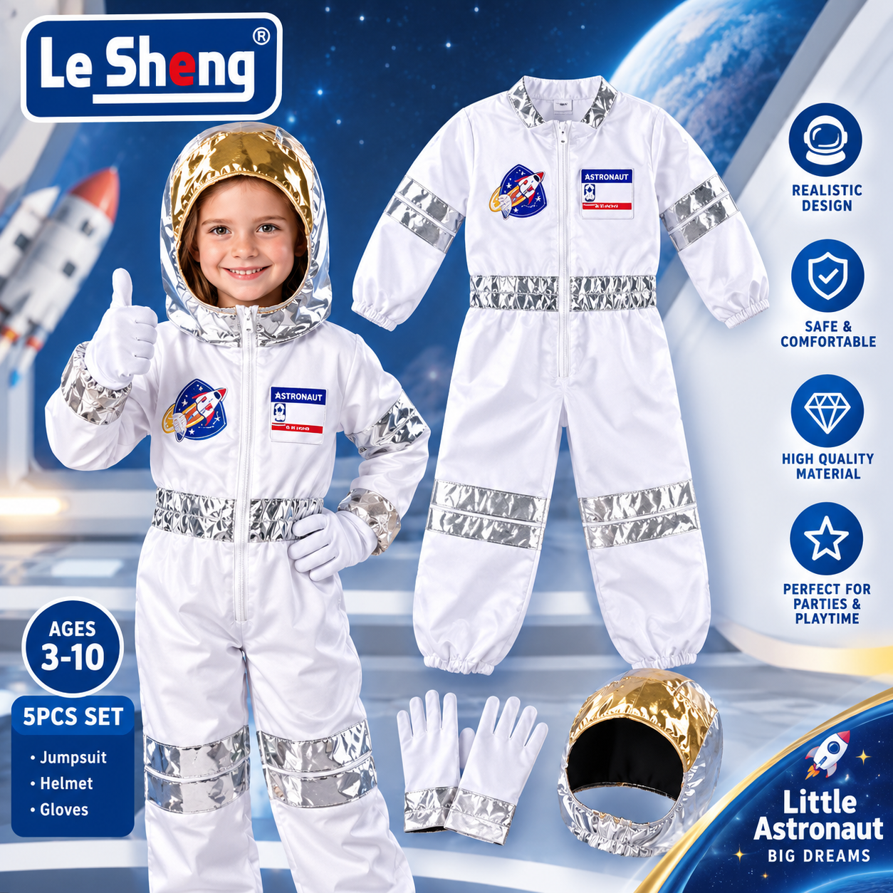 Product photo of Kids' astronaut costume set (3-8 yrs) from its Lazada listing