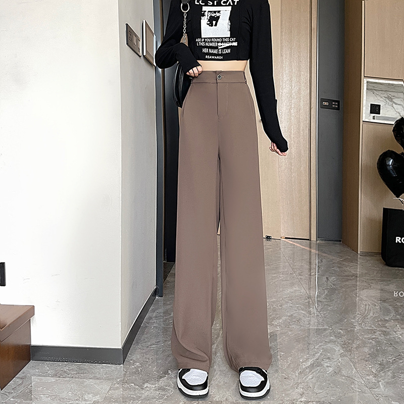 Suit pants for women korean style high waist casual loose straight wide leg  trousers