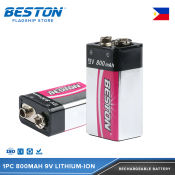 1pc Beston 800mAh 9V Rechargeable Lithium Battery