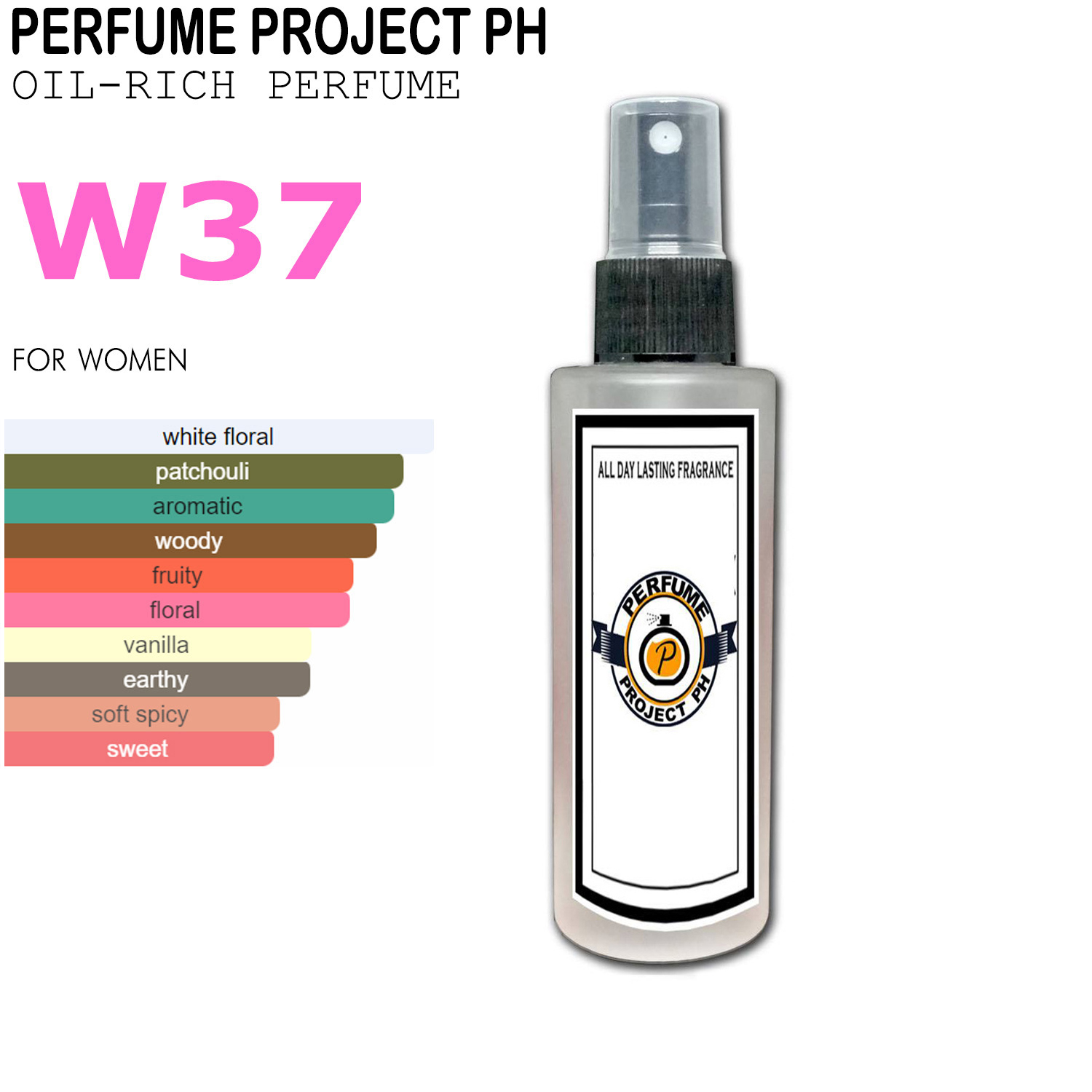 : Perfume Project W37 inspired perfume GU C Rush for women, long lasting scent, oil based and fragrance rich|White Floral