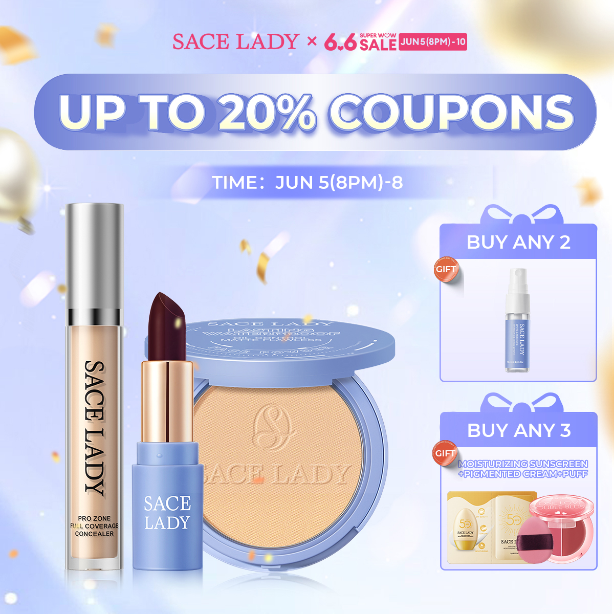 Discount on SACE LADY  shoes - SKU: SACE LADY Face Makeup Set 4 Pcs Flawless Full Coverage Concealer Face Compact Powder Matte Lip Tint 