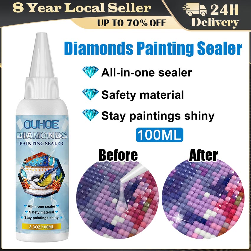 Local Delivery】 Diamond Painting Sealer Glue DIY 5D Diamond Painting Puzzle  Brightener Transparent Glue Quick Drying Hold Shine Effect Sealant  LZC-Diamond-Painting-Sealer