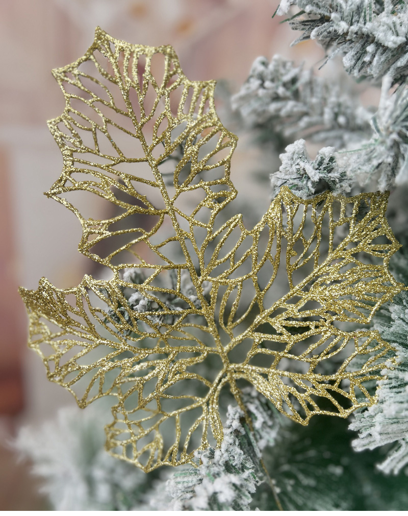 12pcs Christmas Tree Leaves Artificial Flower PACO Gold leaf Christmas  decor flowers