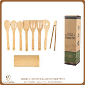 Angbon 8-in-1 Eco-Friendly Bamboo Kitchen Utensil Set