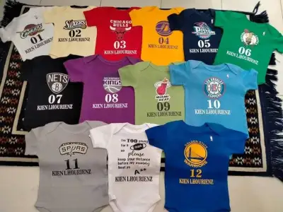 NBA Team Milestone Customized Onesies 12pcs or RETAIL FREE Name (1)