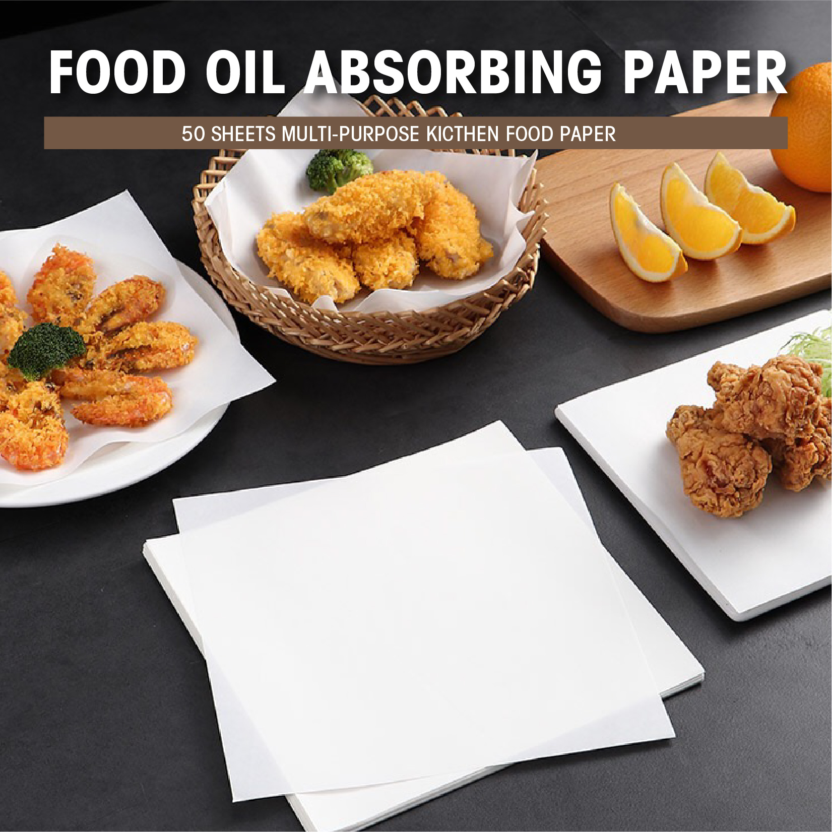 1pack/50 Sheets Square Oil Absorbing Sheets For Home Kitchen Baking Air  Fryer, Multi-functional Disposable Parchment Paper