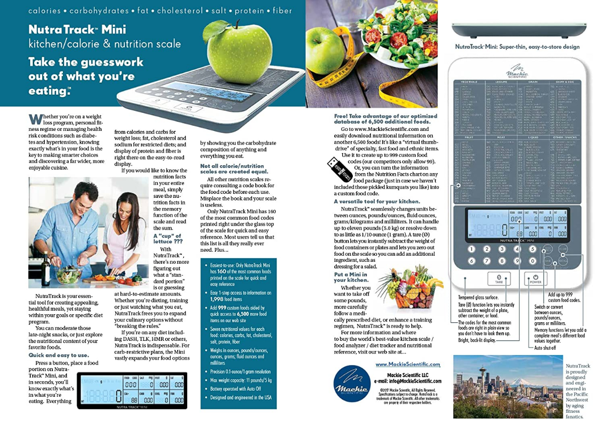 Mackie, NutraTrack Mini Digital Scale, The Most Advanced Food Scale on .