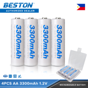 Beston Rechargeable AA Batteries 3300mAh with Charger, 4-Pack