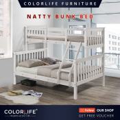 Color Life Solid Wood Bunk Bed Frame - Single & Queen