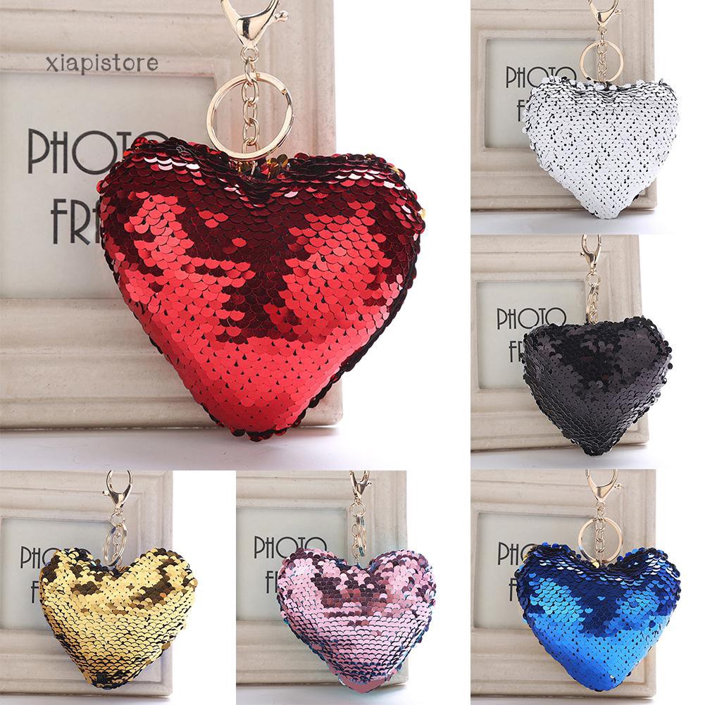 Red Heart Key Ring. Glitter Heart Key Chain. Heart Charm for 