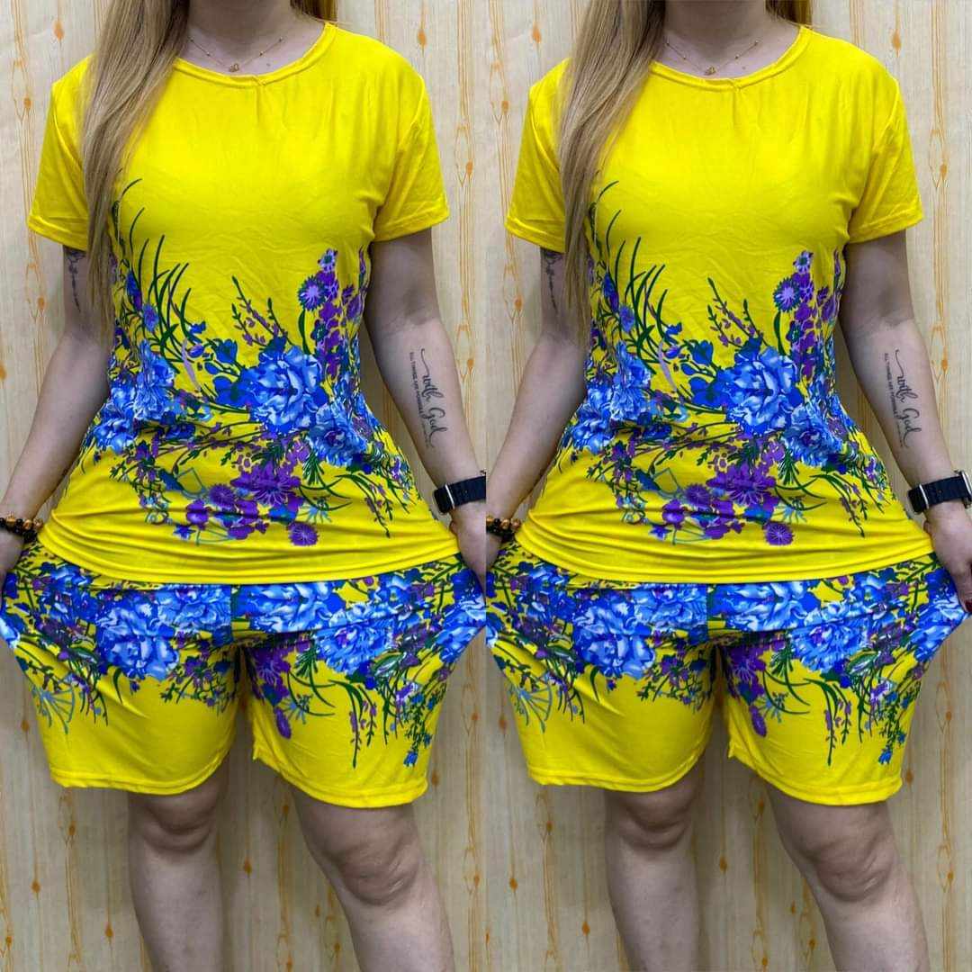 floral terno shorts with pocket