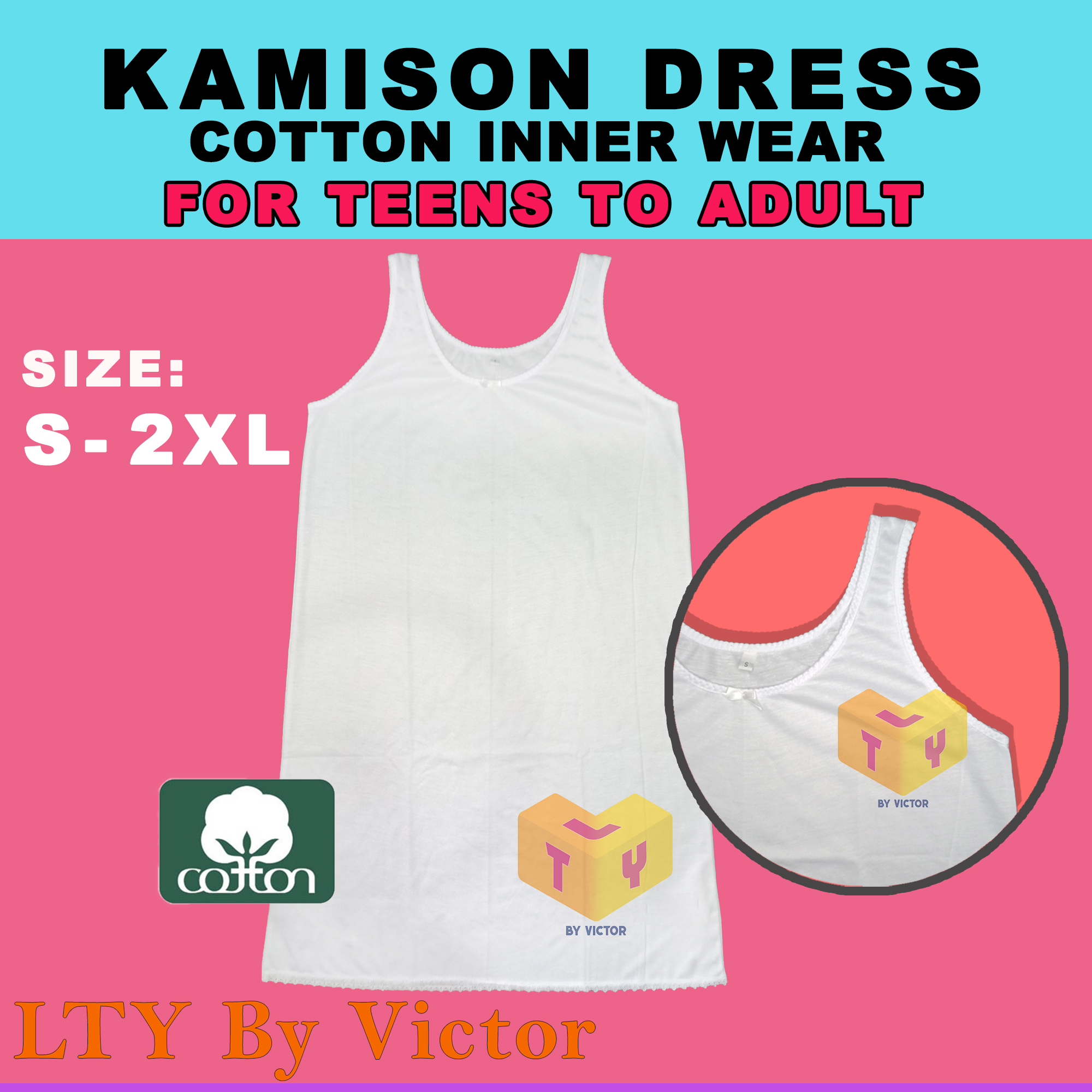 3PCS Kamison Dress Cotton White Inner Wear Camisole for Ladies