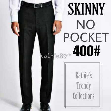 NO POCKET for Men's Skinny Slacks Pants BLACK 400#