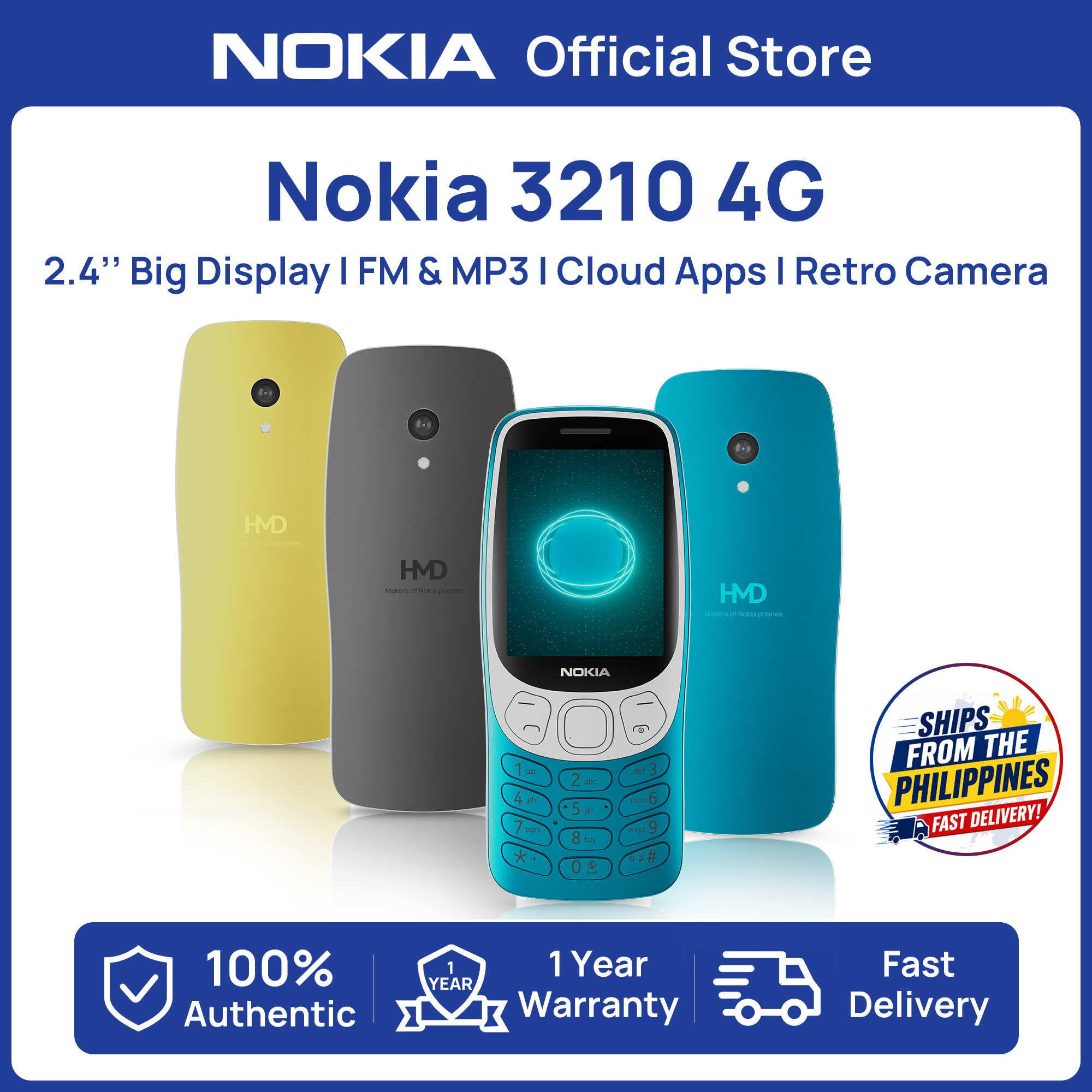 【Retro Vibe】Nokia 3210 4G Cloud Apps 2MP CCD Cam era 1450mAhBattery Feature Keypad Phone