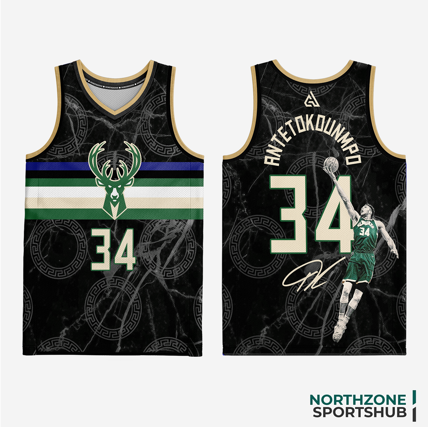 NORTHZONE NBA Milwaukee Bucks X Antetokounpo Customized design Full Sublimation  Jersey