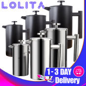 LOLITA French Press Stainless Steel Coffee Maker, Large Capacity