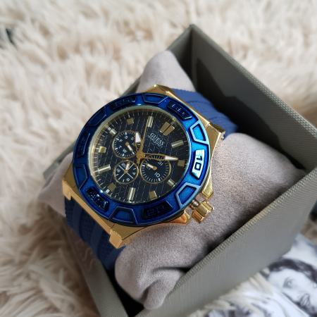 Guess W0674G2 Force Blue Dial Gold Pvd Chronograph Mens Watch