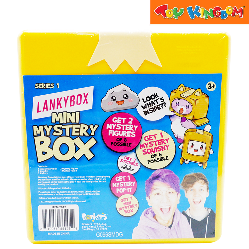 LankyBox Mini Mystery Box, for The Biggest Fans, 2 Mystery Figures, 1  Squishy Figure, a pop-it, and 3 Stickers