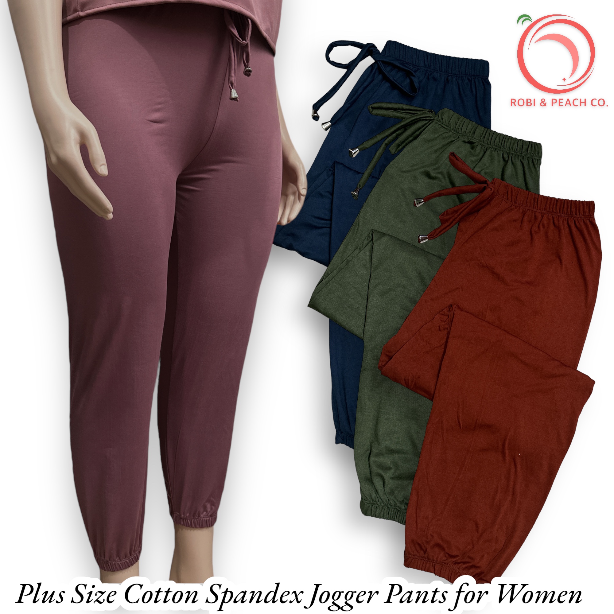Jogger Pants Cotton Spandex, Garterized, no pockets