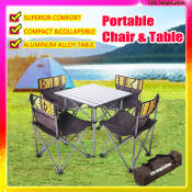 Luxury 5pc Outdoor Folding Table & Chair Set