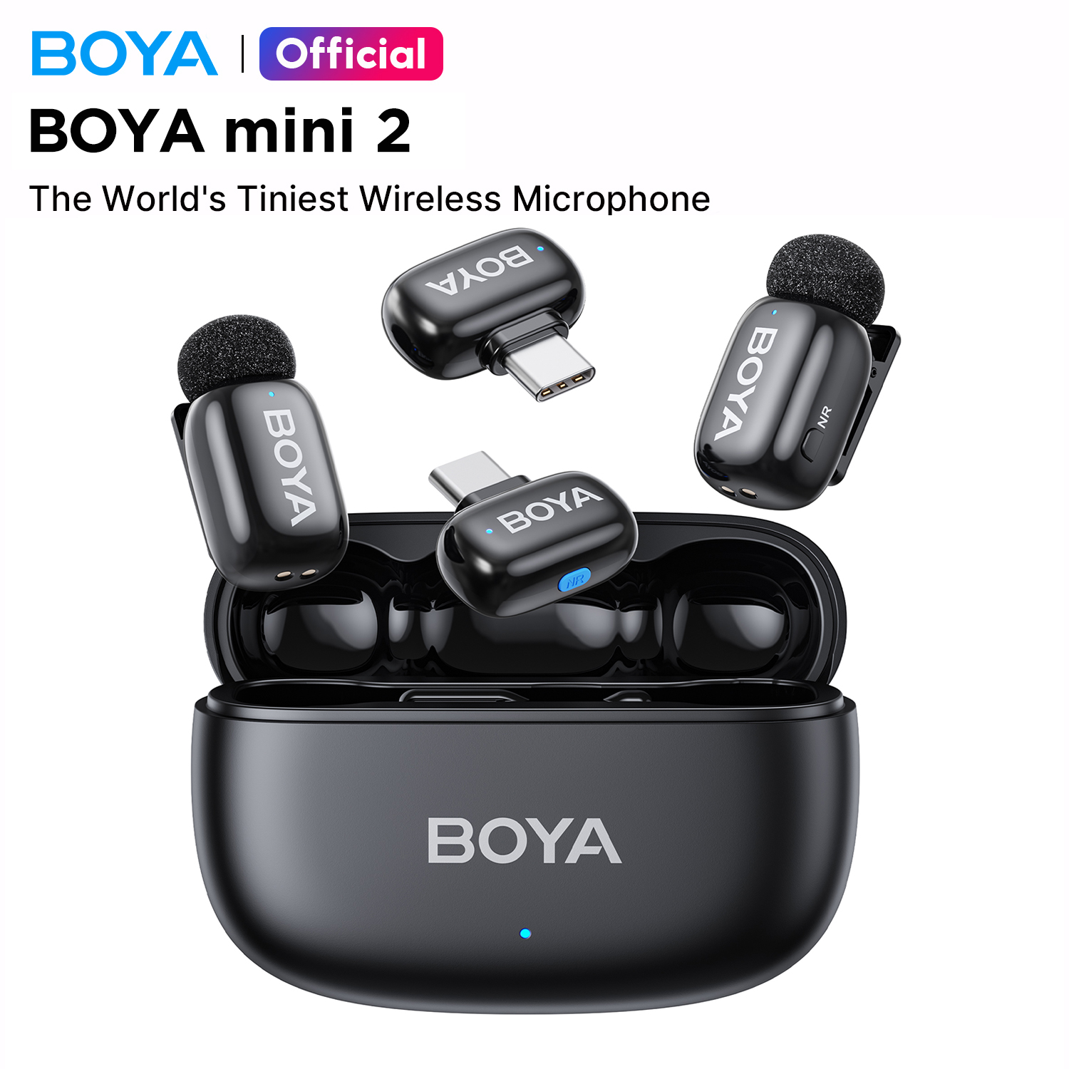 BOYA mini 2 Wireless Microphone Original AI Noise Cancelling Mic Lapel Microphone for Vlogging iPhone Android PC iPhone 15/16/17