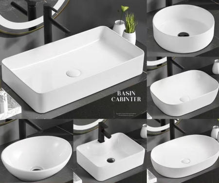 Deep Wall Hung Ceramic Lavatory Basin, Bathroom Toilet (Excluding Faucets)