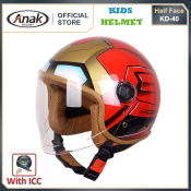 KD-40 Helmet for Kids - Iron-Man Design, Ages 4-12 (Anak)