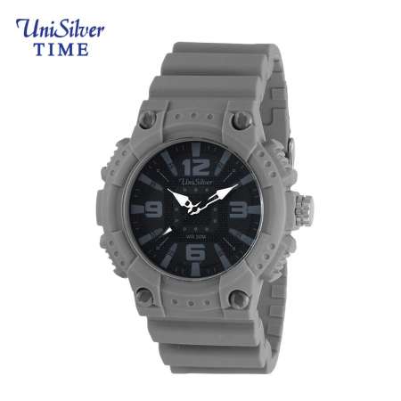 UniSilver TIME Men's Analog Rubber Watch in Grey/Black/White