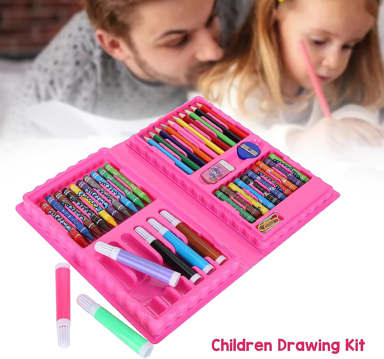 Generic Children Art Painting Set Watercolor Pencil Crayon Water Pen  Drawing Board Doodle Supplies Kids Educational Toys Gift 168 Pcs Pink