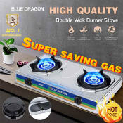 Heavy Duty Double Burner Gas Stove Stainless Body