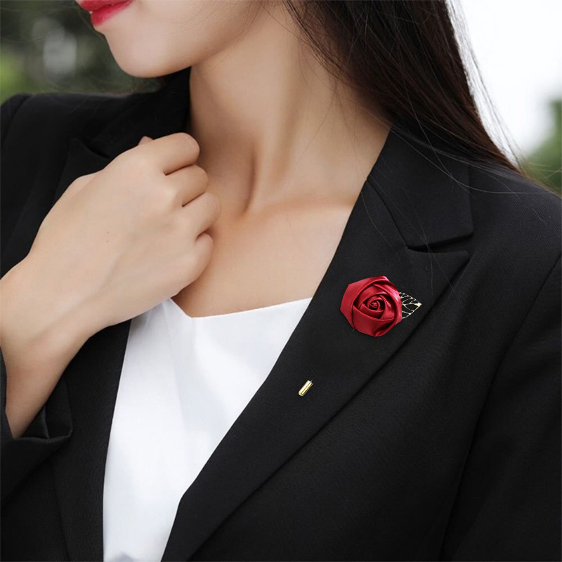 Suit Men Women Rose Leaf Brooch Shirt Collar Pin Accessories