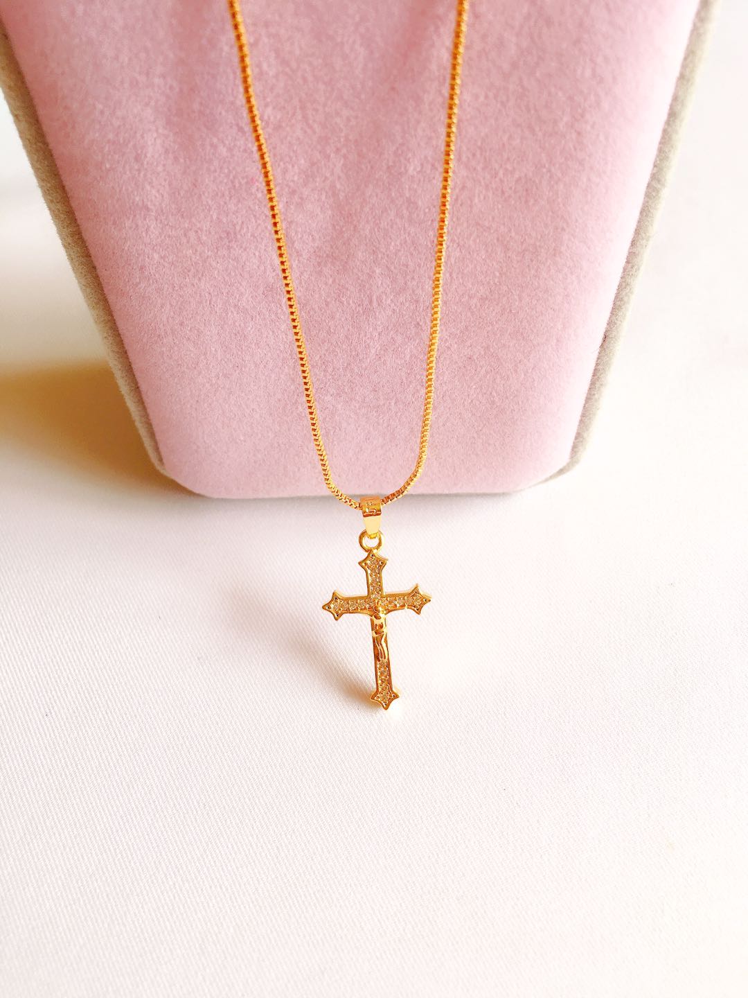 gold cross necklace 24k