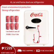 Coca-Cola Mini Fridge for Household, Car, Dormitory - 4L