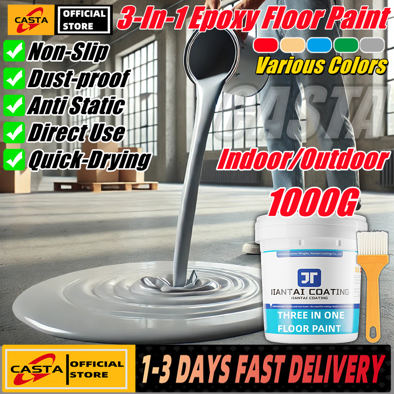 ❀ 1L ❀ 3 In 1 Epoxy Floor Paint Epoxy Flooring Paint Epoxy Flooring Paint Set Epoxy Paint For Flooring Floor Paint Epoxy Wear-Resistant Epoxy Floor Paint For Cement Floor Color Change Garage Floor Paint - Philippines