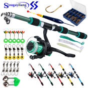 1.8m Telescopic Fishing Rod with Spinning Wheel Set