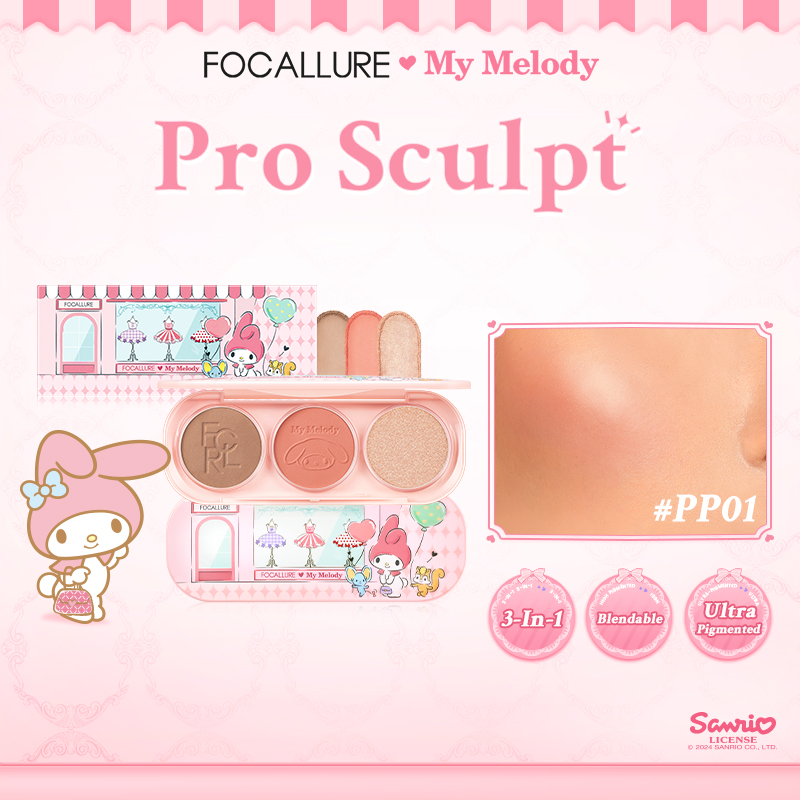 Discount on Focallure  shoes - SKU: Focallure X Sanrio #dressupslay Pro Sculpt 3-In-1 Facial Palette Multi Use Easy To Blend Soft Smooth