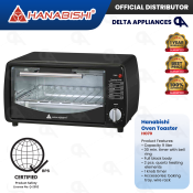 Hanabishi 9L Oven Toaster with Aluminum Tray, 1-Year Warranty