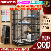 Foldable 4-Layer Cat Cage with Wheels and Litter Box