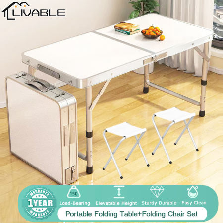 LIVABLE Foldable Table and Chair Set - Portable and Versatile