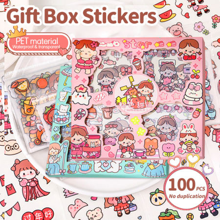 Kawaii Waterproof Stickers for Kids - 100 Cute Cartoon Designs