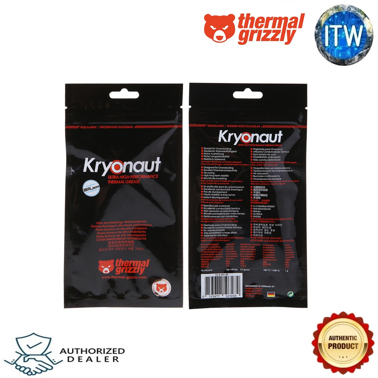 Thermal Grizzly Kryonaut - Ultra High Performance Thermal Paste (1g) –  TechnicaMV