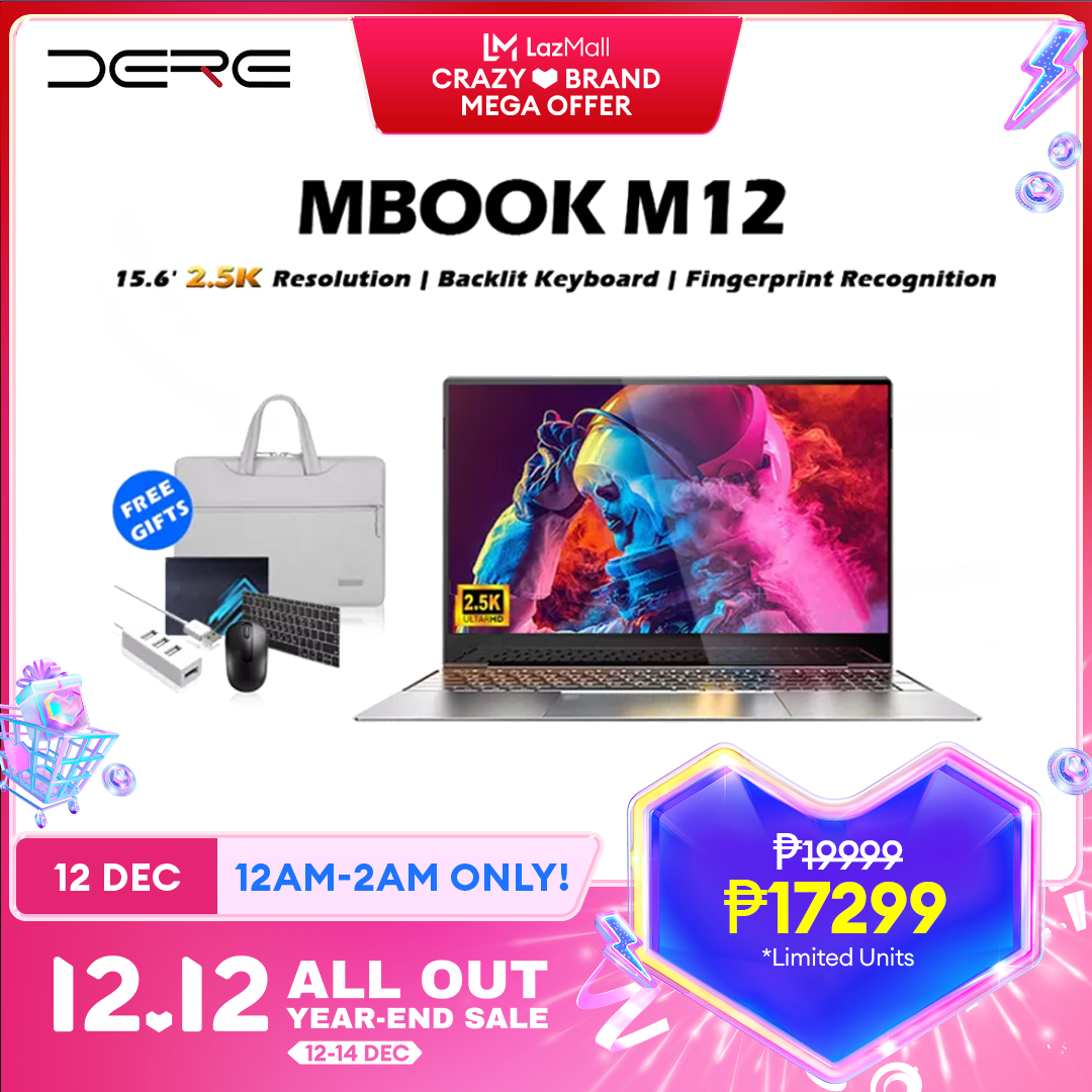 Lazada Philippines - ?Local Warranty?DERE MBook M12 Laptop For Sale Original 15.6 inch 2.5K 2560*1440 IPS Screen 11th Gen CPU Up to 2.9GHz HD Graphics 600  Windows 11 Fingerprint Unlock Backlit Keyboard 2.4G WiFi+RJ45 Online Learning Computer PC(Silver/Red)