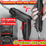 Rechargeable Cordless Screwdriver Set - 47-pieces, USB Charging