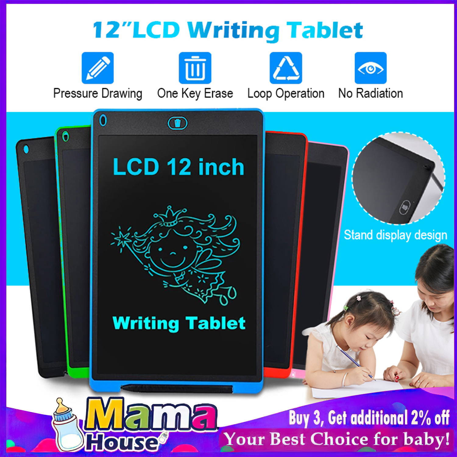 Large LCD Writing Tablet Portable Drawing Board for Kids