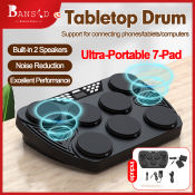 Portable Electronic Drum Set with Velocity-Sensitive Pads and Speakers